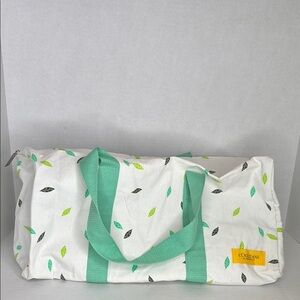 L'OCCITANE White and Green Travel Bag with Leaf Design